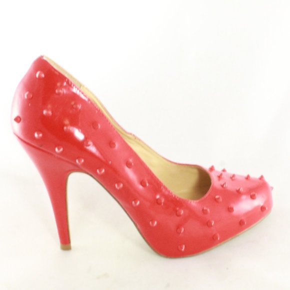 Shoe Dazzle Shoes - SHOE DAZZLE Studded Red Pump Heels Like New